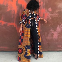 G01 Robe longue pour femme, style kimono, imprimé africain, motif Dashiki, ouverte sur le devant, coupe ample, manches larges