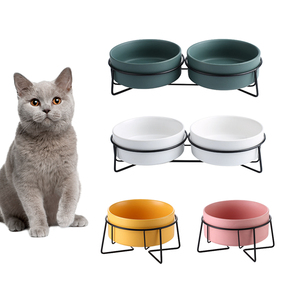 Lihong bol à eau en céramique pour chien, Double/simple, à alimentation lente pour chien et chat, bol en céramique avec support en métal pour chien et chat, vente en gros - Product Image 1