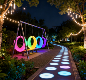 أرجوحة فناء خارجية مضيئة من بلاستيك البولي إيثيلين مع إضاءة LED متغيرة الألوان يتم التحكم فيها عن بعد - Product Image 2