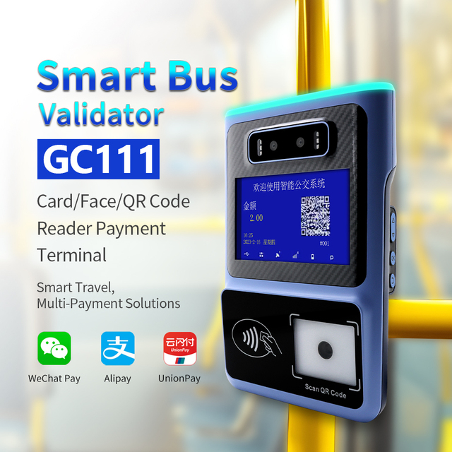 HIDISIM GC111 5'' Smart Bus Validator Card Face QR Code Reader Payment Terminal LCD RK3566 Cortex-A55 3GB/16GB Wi-Fi/Bluetooth