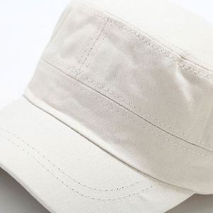 Wholesale Spring <b>Summer</b> Camp Hat Men Solid Color Trucker Retro Short Blank Cotton Sun Hat <b>Flat</b> Top Outdoor Sports <b>Cap</b> for Men - Product Image 6
