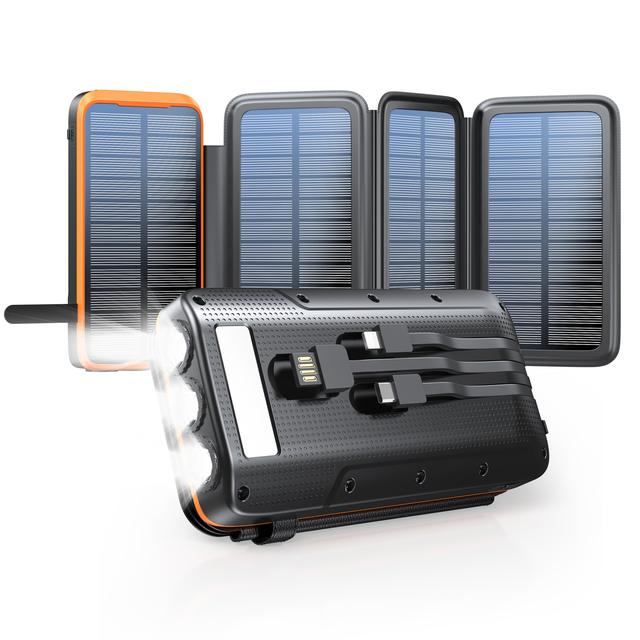 China Factories New 2025 Large Capacity 27000mAh Portable Iphone Charger PD25W Wireless Fast Charge Solar Foldable Power Bank