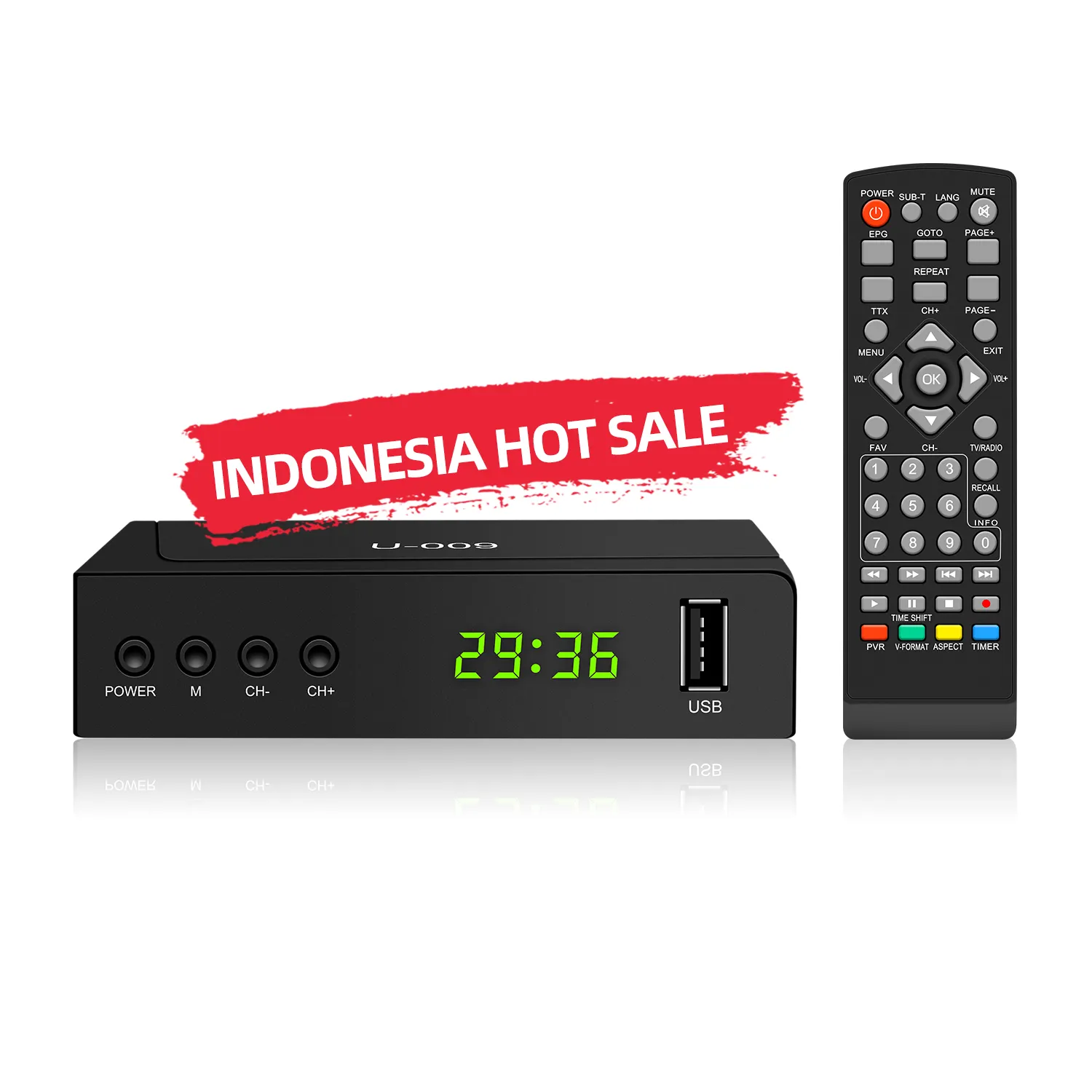 JUNUO H.264 stb set top box set-top box tv dvbt2 HD SD T2 pronto mini DVB set top box dvb t2 indonésia em estoque para a promoção