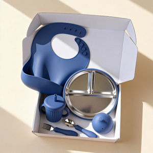 Ensemble de vaisselle pour bébé en acier inoxydable 304 personnalisé, compatible lave-vaisselle, avec assiettes divisées à ventouse, bol, gobelet à bec et cuillère - Product Image 3