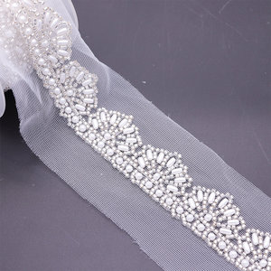 Đẹp Trung Quốc máy thêu Bridal ren <span class=keywords><strong>TRIM</strong></span> với Lưới Ngọc Trai và hạt có tính năng tuyệt đẹp ren đính - Product Image 1