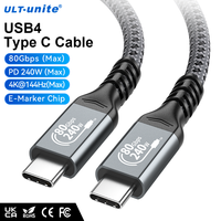 Cable USB4 ULT-unite de 240W de Alta Velocidad con Trenzado Reforzado Tipo C de 1ft, 2ft, 3.28ft, 4.92ft y 6.56ft para Carga, Transferencia de Datos y Video