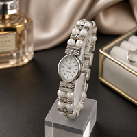 Montre-bracelet vintage en argent avec perles ovales, montre à quartz pour femme, bijoux élégants, montre-bracelet tendance pour femme, OEM ODM