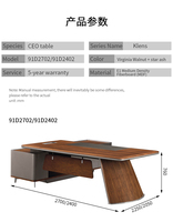 Prix réduit GENOVA 91D2702 Bureau de direction en L de luxe moderne pour usage commercial, design de mobilier de bureau, extensible pour PDG et dirigeants