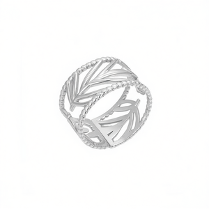 Amy Amy Fashion <b>Ring</b> A3330 Stainless Steel Plant Pattern <b>Cocktail</b> <b>Ring</b> For Women Modern Daily Wear Gift Jewelry - Product Image 3