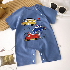 <span class=keywords><strong>Combinaison</strong></span> pour bébé 100% coton à manches courtes avec fermeture à pression, douce, pour nouveau-nés, garçons et filles, imprimé de dessins animés, <span class=keywords><strong>combinaison</strong></span> d'été pour nouveau-nés - Product Image 1