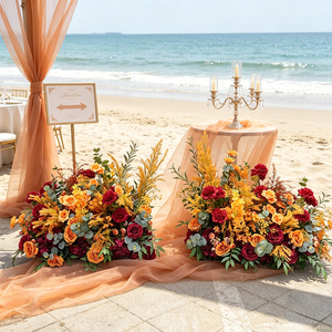Flores Artificiales DKB al por Mayor, Camino de Flores Personalizado, Rosas de Seda, Hilera de Flores para Decoración de Pasillos de Hotel y Bodas - Product Image 1