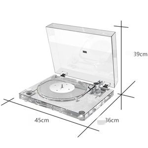 Tourne-disque portable en acrylique avec haut-parleur Bluetooth, enregistrement USB, lecteur de disques vintage 3 vitesses pour la décoration de la maison et les cadeaux - Product Image 2
