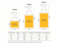 Distributeur de savon liquide en plastique 200/450/500 ml, flacons carrés rechargeables pour lotions, shampoings et autres produits moussants