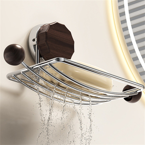 <span class=keywords><strong>Porte</strong></span>-<span class=keywords><strong>savon</strong></span> en métal avec 2 crochets, finition grain de bois, support en fil d'acier inoxydable 201, support multifonctionnel <span class=keywords><strong>vintage</strong></span> pour appartement - Product Image 3