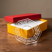 Décoration Taoïste Bagua en Acrylique Personnalisée en Gros, Plaque Zen Octogonale Haute Transparence pour Salle de Méditation et Cadeaux Spirituels