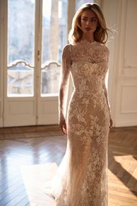 <span class=keywords><strong>Vestido</strong></span> de Novia de Dos Piezas con <span class=keywords><strong>Bolero</strong></span> de Encaje con Cuentas y Cuello Alto Mily Bridal MHL725 para Mujer - Product Image 4