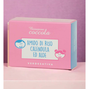 Savon solide pour bébé Verdesativa Biosapone Coccola avec amidon de riz, calendula et aloe vera 100g pour peaux sensibles - Product Image 1