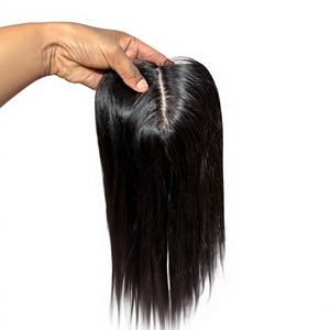 Toupee con Frente de Encaje, Cabello Indio Liso con Ondas Naturales, Cabello Remy 100% Densidad, Parte Central, Base de Seda, Nudos Invisibles - Product Image 5