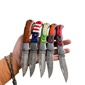 Couteau pliant de poche en acier Damas, manche en bois, haute qualité, multifonctionnel, qualité industrielle OEM, garantie 3 ans, pour détaillants, 59-60HRC - Product Image 2