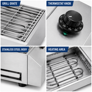 Commercial 2600W Smokeless Electric <b>BBQ</b> Grill EB-280 Stainless Steel Tabletop Barbecue Grill with Adjustable Temperature - Product Image 2