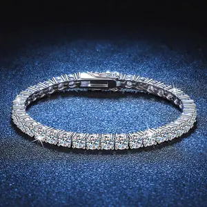 Luxury 925 Sterling Silver Moissanite Bracelet Iced Out VVS Moissanite Tennis Bracelet Lab Diamond Tennis Chain Necklace