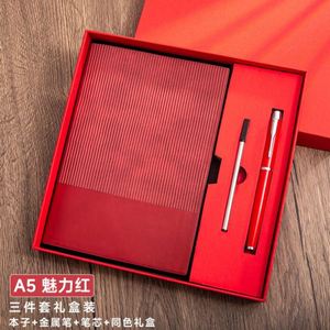 Customizable Red PU Leather Notebook Thermos Cup Gift Set Wholesale Promotional Luxury Business Pen Water Bottle <b>Journal</b> Set - Product Image 4