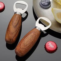 Ouvre-bouteille en acier inoxydable 304 avec logo personnalisé, manche en bois, outils de cuisine durables pour bar, cuisine, restaurant, usage domestique
