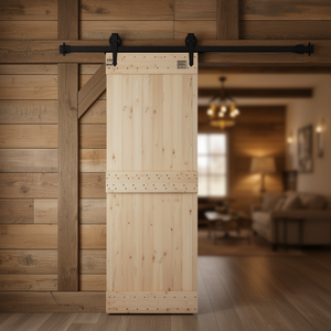 Puerta Corredera de Madera de Pino Maciza Narvik de 31.5x82.7 Pulgadas, Sin Acabado, Estilo Rústico para Interiores - Product Image 2