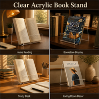 Support de présentation de livres en acrylique transparent poli sur mesure avec garde-corps avant pour librairie, présentoir de lecture de bureau