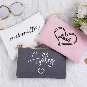 Borsa per il trucco con cerniera personalizzata borsa per accessori in tela di cotone ecologica borsa per cosmetici a doppia faccia - Product Image 1