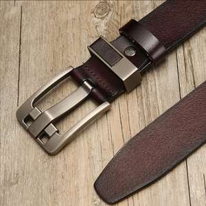 Hebilla de Cinturón para Hombre 2025, Cinturón de Cuero Genuino de Piel de Vaca con Estilo Retro Informal, Color Negro Café, Venta Directa de Fábrica al por Mayor - Product Image 3