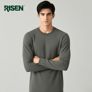 Kaus lengan panjang termal kasual kaus campuran katun poliester ritsleting saku memancing kompresi untuk pria wanita - Product Image 1