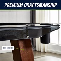 Table de billard convertible 2-en-1 avec plateau de tennis de table, rails en verre trempé, poches en cuir, pieds en bois massif, table de billard de luxe pour la maison et la villa