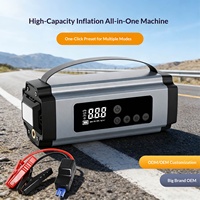 Démarreur d'urgence 600A tout-en-un pour voiture avec gonfleur, batterie externe, manomètre de pression des pneus, éclairage et portabilité