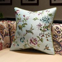 Moderner Chinesischer Stil Mahagoni Quadratischer Sofakissenbezug für Zuhause und Hotel mit Besticktem Blumen-Kopfteil und Rückenlehnenbezug