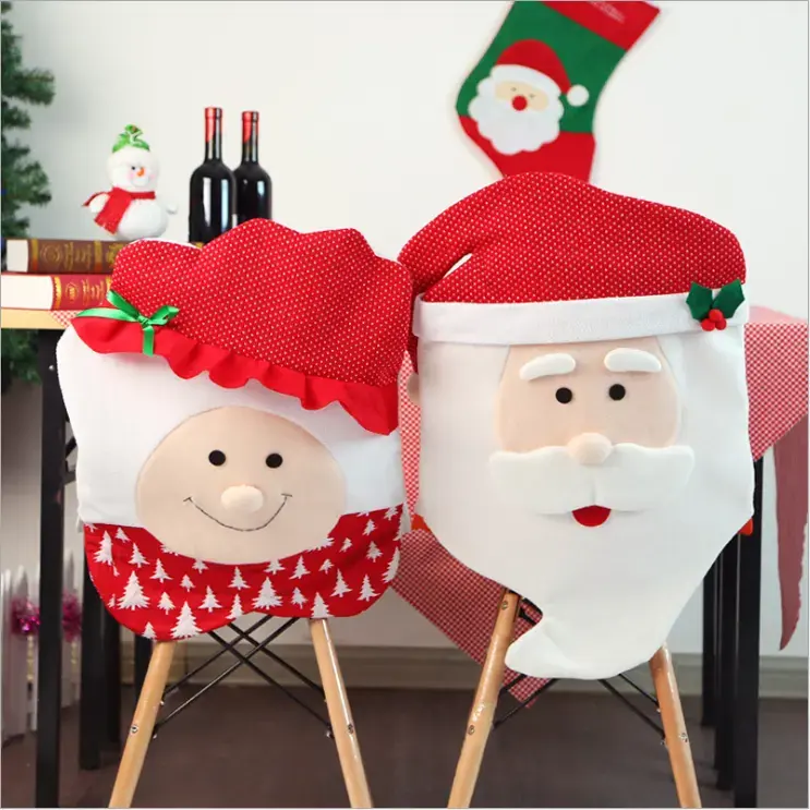 New Year Hot Sell Cheap Christmas Chair Cover Seat Coat Dining Decor Xmas Table Christmas Cover for decoration promotion