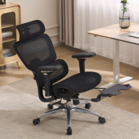 Chaise de bureau ergonomique à dossier haut réglable, respirante, en tissu maillé noir, pour le lieu de travail