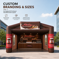 Tente gonflable personnalisée marron pour kiosque de bar à chocolat, stand promotionnel extérieur, tente gonflable pour marque alimentaire, marketing
