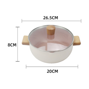 Non-Stick Yukihira Soup <b>Pot</b> 20Cm With Lid Japanese Style Double-Eared <b>Induction</b> Compatible 2.1-3L Capacity - Product Image 1