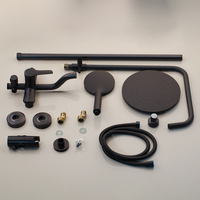 Mitigeur de douche de pluie à une poignée noir mat Robinet de bain de style classique avec noyau de valve en céramique polie