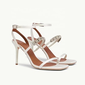 Sandalias de Tacón Alto con Pedrería para Mujer, Color Blanco, Personalizadas, con Correa en el Tobillo, Zapatos de Tacón de Aguja para Vestido de Novia - Product Image 6