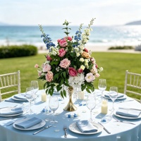 Premium Realistische Rosa-Blaue Seidenblumen-Kugel Tischdekoration Anpassbare Größe Hochzeit Abschlussfeier Erntedankfest Säulenarrangement
