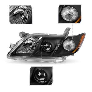 Phare avant LED halogène pour Toyota Camry 2007-2009, boîtier noir avec réflecteur ambre, puissance 70W, accessoire d'éclairage <span class=keywords><strong>automobile</strong></span> - Product Image 3