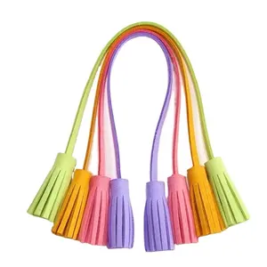 Borla de microfibra colorida feita à mão personalizada para sacolas, chaves, sapatos, artesanato, brinquedos de presente, camurça e couro ecológico