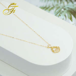 Magnifiques colliers de poche en or 18 carats fabriqués à la main, tour de cou en chaîne Figaro personnalisé avec zircon pour cadeaux de mariage, fiançailles - Product Image 2