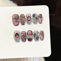 Uñas Postizas Acrílicas Reutilizables Hechas a Mano, Cortas y Cuadradas, Venta al Por Mayor de Fábrica, Juego de Uñas Artificiales para Uso Diario, 10 Piezas