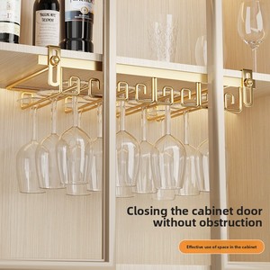 Estante de Lujo para Copas de Vino de Acero sin Perforaciones, Soporte para Copas Colgantes al Revés para Cocina - Product Image 4