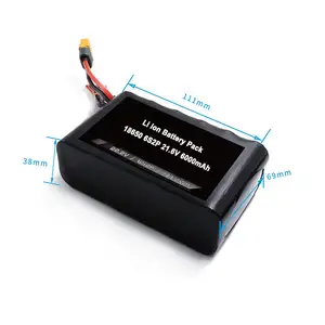 Keluaran baru Li ion paket baterai 6S2P 21.6V 22.2V 6000MAH 10C tingkat tinggi 18650 VTC6 untuk Drone UAV pesawat Model RC