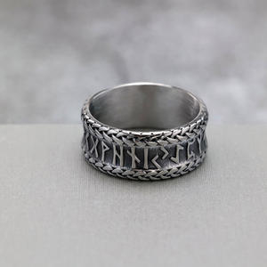European American Retro Stainless Steel Men's <b>Ring</b> Viking Letter Design Hip Hop Style Fashion Jewelry Gift - Product Image 4