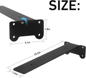 Étagère murale flottante en fer, 10 pouces, robuste, 5 mm d'épaisseur, supporte plus de 72 kg, simple face, revêtement poudré - Product Image 3